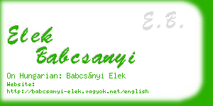 elek babcsanyi business card