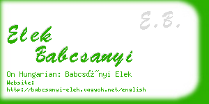 elek babcsanyi business card